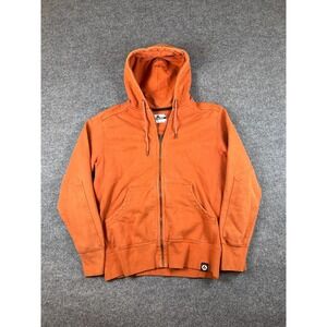 American Giant Hoodie Mens M Orange Full Zip Heavyweight Elbow Pads Made in USA